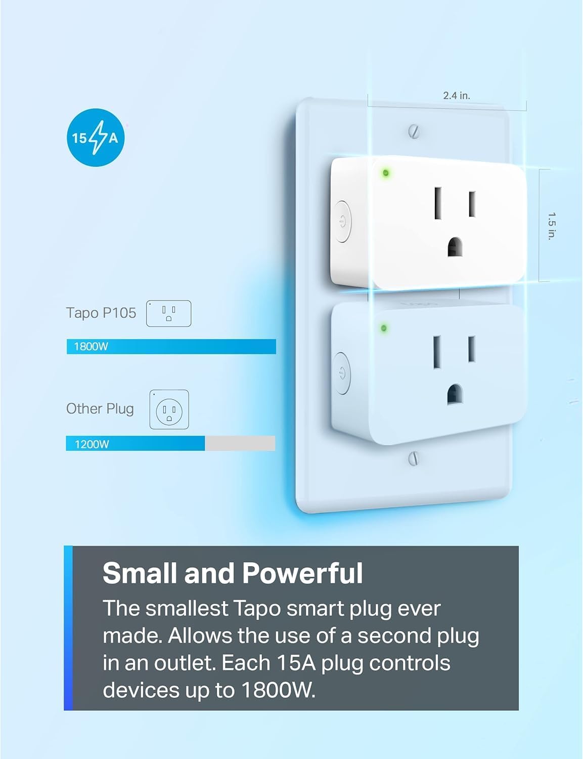 P105 Mini Smart Plug (4-Pack) - 15A Wi-Fi Enabled Smart Home Plug, Effortless Setup, Compatible with Alexa & Google Home, No Hub Required, UL Certified, 2.4G Wi-Fi Only, White