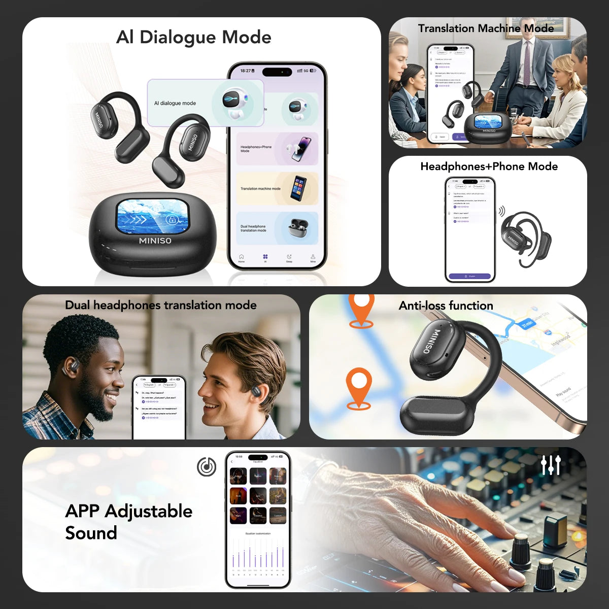 X30 Bluetooth Wireless Earbuds - Real-Time Translation & Custom Equalizer for Ultimate Office & Travel Experience